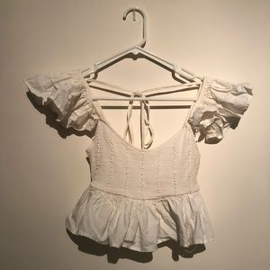 zara white tank top with flutter sleeves